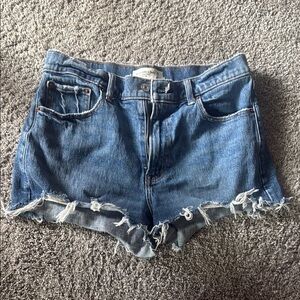 Abercrombie & Fitch Blue Frayed Jean Shorts